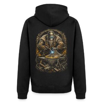 Welder Welding Specialist Viking - Unisex Premium Organic Zip Hoodie - black - Back - Nico (187cm)
