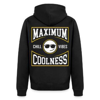 Maximum Coolness Happy Face - Unisex Premium Bio Zip Hoodie - Schwarz - Hinten - Nico (187cm)