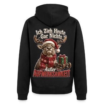 Ich zieh heute gar nichts - Unisex Premium Bio Zip Hoodie - Schwarz - Hinten - Nico (187cm)