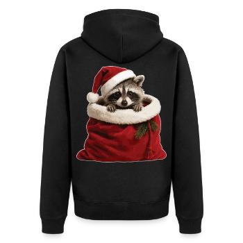 Un raton laveur dans un sac de Noël - Veste à capuche bio Premium Unisexe - noir - Dos - Nico (187cm)