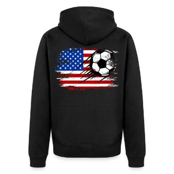 USA Flag Football used - Unisex Premium Organic Zip Hoodie - black - Back - Nico (187cm)