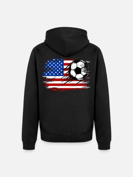 Football drapeau américain utilisé - Veste à capuche bio Premium Unisexe - noir