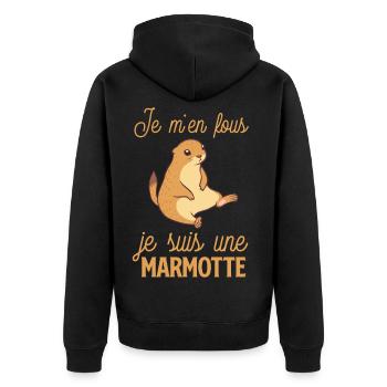 Marmotte décontractée, je m'en fous - Veste à capuche bio Premium Unisexe - noir - Dos - Nico (187cm)
