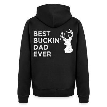 Bester Hirschvater aller Zeiten lustiger Landjagdvater - Unisex Premium Bio Zip Hoodie - Schwarz - Hinten - Nico (187cm)