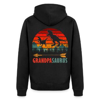 Grandpasaurus Grandpa Dinosaur Cadeau Familial Drôle - Veste à capuche bio Premium Unisexe - noir - Dos - Nico (187cm)