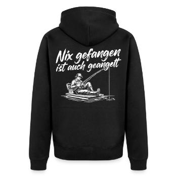 Angeln mit Humor - Unisex Premium Bio Zip Hoodie - Schwarz - Hinten - Nico (187cm)