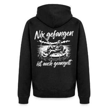 Angeln mit Humor - Unisex Premium Bio Zip Hoodie - Schwarz - Hinten - Nico (187cm)