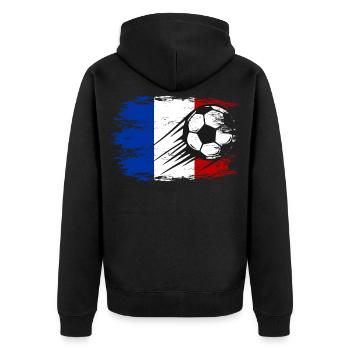 Frankreich Flagge Fußball used - Unisex Premium Bio Zip Hoodie - Schwarz - Hinten - Nico (187cm)