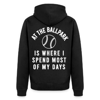 Im Baseballpark Verbringe Meine Tage - Unisex Premium Bio Zip Hoodie - Schwarz - Hinten - Nico (187cm)