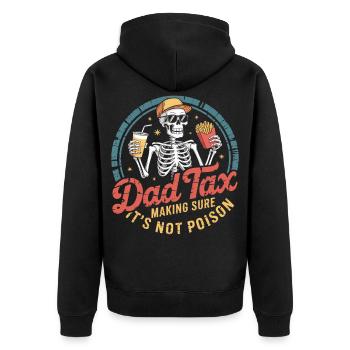 Papa Steuer-Skelett-Snackparty - Unisex Premium Bio Zip Hoodie - Schwarz - Hinten - Nico (187cm)