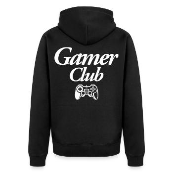 Gamer Club - Unisex Premium Organic Zip Hoodie - black - Back - Nico (187cm)