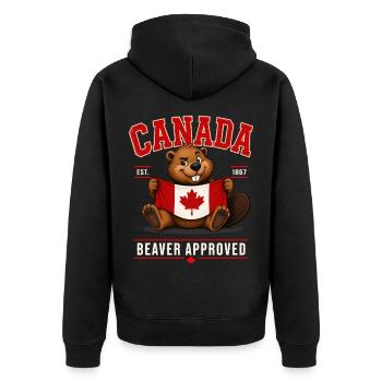 Drapeau du castor du Canada EST 1867 - Veste à capuche bio Premium Unisexe - noir - Dos - Nico (187cm)