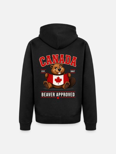 Canada Beaver Flag EST 1867 - Unisex Premium Organic Zip Hoodie - black