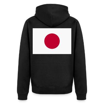 Japan Nippon Nihon JAPANISCHE Asia Sport FAN - Unisex Premium Bio Zip Hoodie - Schwarz - Hinten - Nico (187cm)