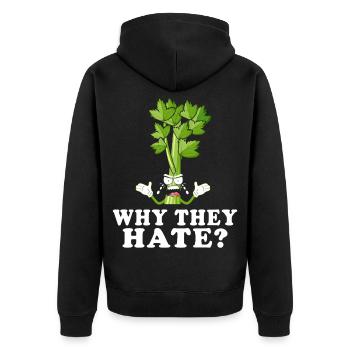 Celery Rage Why They Hate? - Unisex Premium Organic Zip Hoodie - black - Back - Nico (187cm)
