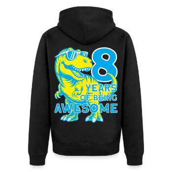 DINO 8 ANS DE DINOSAURE 8E ANNIVERSAIRE - Veste à capuche bio Premium Unisexe - noir - Dos - Nico (187cm)