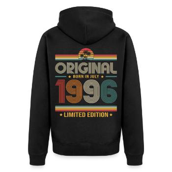Cadeau pour le 30e anniversaire Millésime de juillet 1996 - Veste à capuche bio Premium Unisexe - noir - Dos - Nico (187cm)