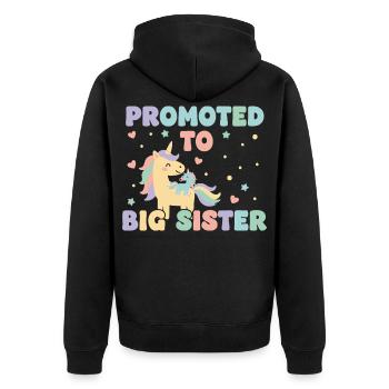 Gender Reveal Baby Shower Big Sister Mom Dad - Unisex Premium Organic Zip Hoodie - black - Back - Nico (187cm)