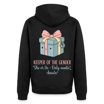Gender Reveal Keeper Of The Gender She Or He - Unisex Premium Organic Zip Hoodie - black - Back - Nico (187cm)