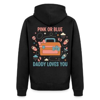 Geschlechterenthüllung Pink oder Blau Papa liebt dich, Baby - Unisex Premium Bio Zip Hoodie - Schwarz - Hinten - Nico (187cm)