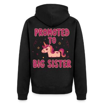Révélation du sexe : baby shower promue à la grande sœur - Veste à capuche bio Premium Unisexe - noir - Dos - Nico (187cm)