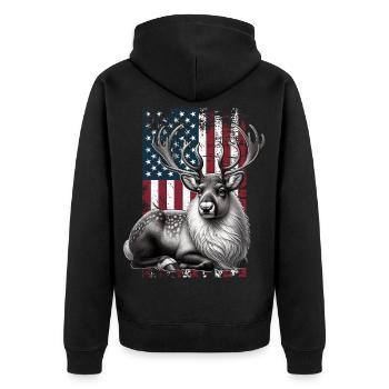 Reindeer US Rentier - Unisex Premium Bio Zip Hoodie - Schwarz - Hinten - Nico (187cm)