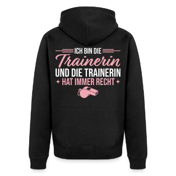 Trainerin hat immer recht Fußballtrainerin - Unisex Premium Bio Zip Hoodie - Schwarz - Hinten - Nico (187cm)