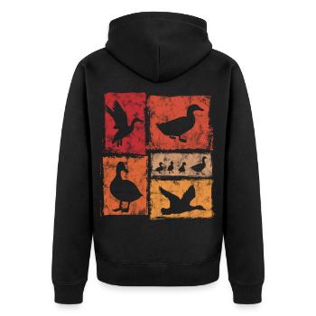 Graphique vintage de ferme Canards - Veste à capuche bio Premium Unisexe - noir - Dos - Nico (187cm)