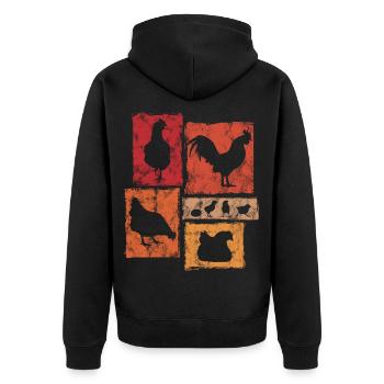 Chickens in perspective for farmer and farm - Unisex Premium Organic Zip Hoodie - black - Back - Nico (187cm)