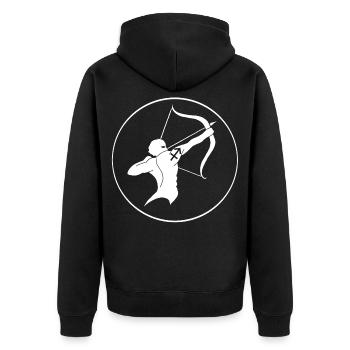 Signe astrologique du sagittaire (blanc) - Veste à capuche bio Premium Unisexe - noir - Dos - Nico (187cm)