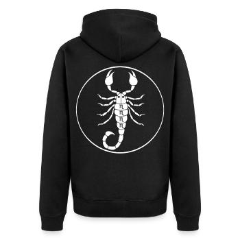 Scorpio Star Sign (White) - Unisex Premium Organic Zip Hoodie - black - Back - Nico (187cm)