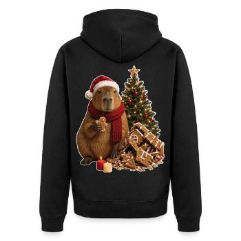 Magie de l’Avent de Capybara de Noël - Veste à capuche bio Premium Unisexe - noir - Dos - Nico (187cm)