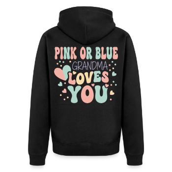 Geschlechterenthüllung Oma Pink oder Blau Team Pink Baby - Unisex Premium Bio Zip Hoodie - Schwarz - Hinten - Nico (187cm)