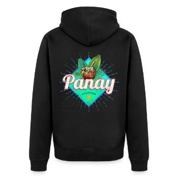 Panay Philippines Vintage Island Filipino Souvenir - Unisex Premium Organic Zip Hoodie - black - Back - Nico (187cm)