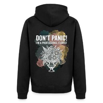 Floristin Keine Panik Blumen - Unisex Premium Bio Zip Hoodie - Schwarz - Hinten - Nico (187cm)