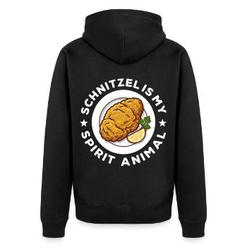 Schnitzel is my Spirit Animal - Unisex Premium Organic Zip Hoodie - black - Back - Nico (187cm)