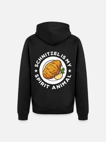 Le schnitzel est mon Animal Esprit - Veste à capuche bio Premium Unisexe - noir