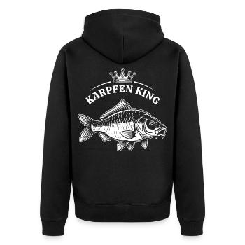 Karpfen König - Unisex Premium Bio Zip Hoodie - Schwarz - Hinten - Nico (187cm)
