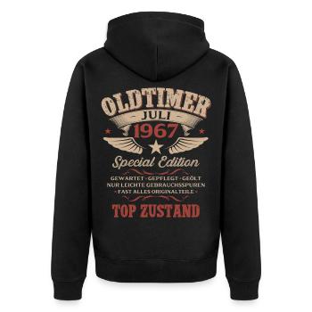 59. Geburtstag Geschenk Mann Oldtimer Juli 1967 - Unisex Premium Bio Zip Hoodie - Schwarz - Hinten - Nico (187cm)