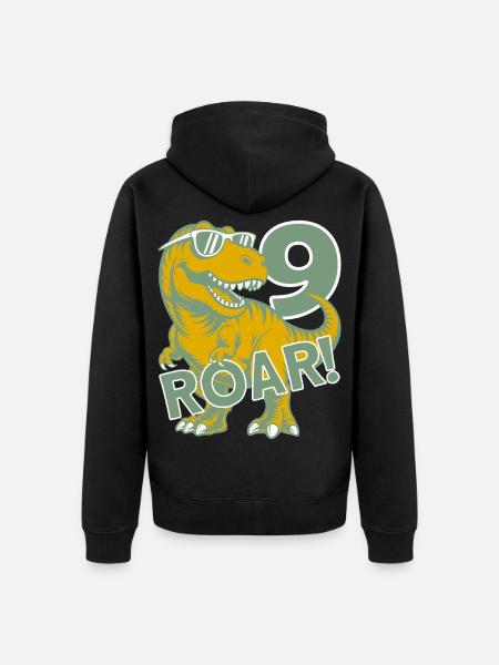 DINO 9 YEARS DINOSAUR 9TH BIRTHDAY - Unisex Premium Organic Zip Hoodie - black