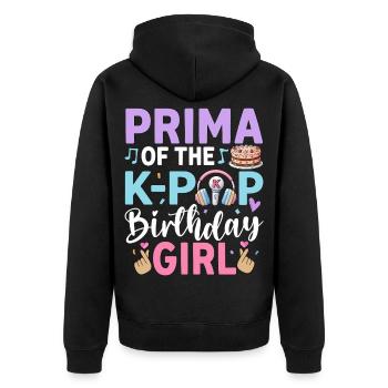 Prima of The K-Pop Birthday Girl - Unisex Premium Bio Zip Hoodie - Schwarz - Hinten - Nico (187cm)