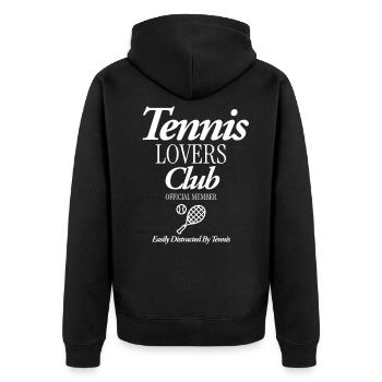 Tennis Lovers Club - Unisex Premium Bio Zip Hoodie - Schwarz - Hinten - Nico (187cm)
