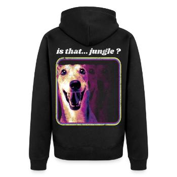 Ist das Jungle – Funny Dog Jungle Dnb - Unisex Premium Bio Zip Hoodie - Schwarz - Hinten - Nico (187cm)