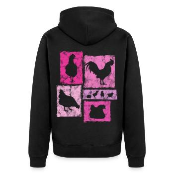 Chickens graphic for farmer and farm - Unisex Premium Organic Zip Hoodie - black - Back - Nico (187cm)