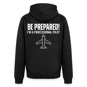 Be prepared pilot - Unisex Premium Organic Zip Hoodie - black - Back - Nico (187cm)