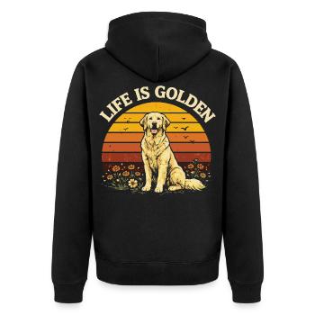 Wetter am Barbecue-Wochenende | Retro-Grill-Humor - Unisex Premium Bio Zip Hoodie - Schwarz - Hinten - Nico (187cm)