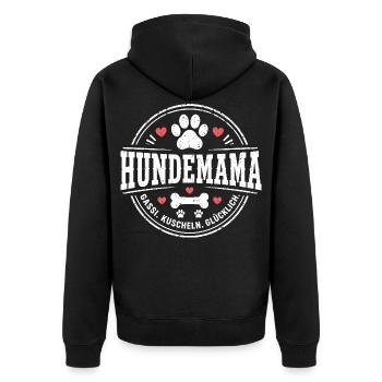 Hundemama Gassi Kuscheln Glücklich Shirt - Unisex Premium Bio Zip Hoodie - Schwarz - Hinten - Nico (187cm)