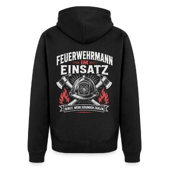 Feuerwehrmann im Einsatz Shirt - Unisex Premium Bio Zip Hoodie - Schwarz - Hinten - Nico (187cm)