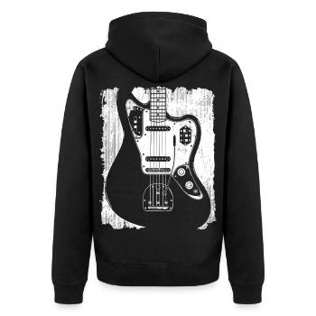 Graffiti-Gitarren-Silhouette - Unisex Premium Bio Zip Hoodie - Schwarz - Hinten - Nico (187cm)