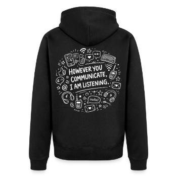 Communication Écoute Psychologue Prof Cadeau - Veste à capuche bio Premium Unisexe - noir - Dos - Nico (187cm)